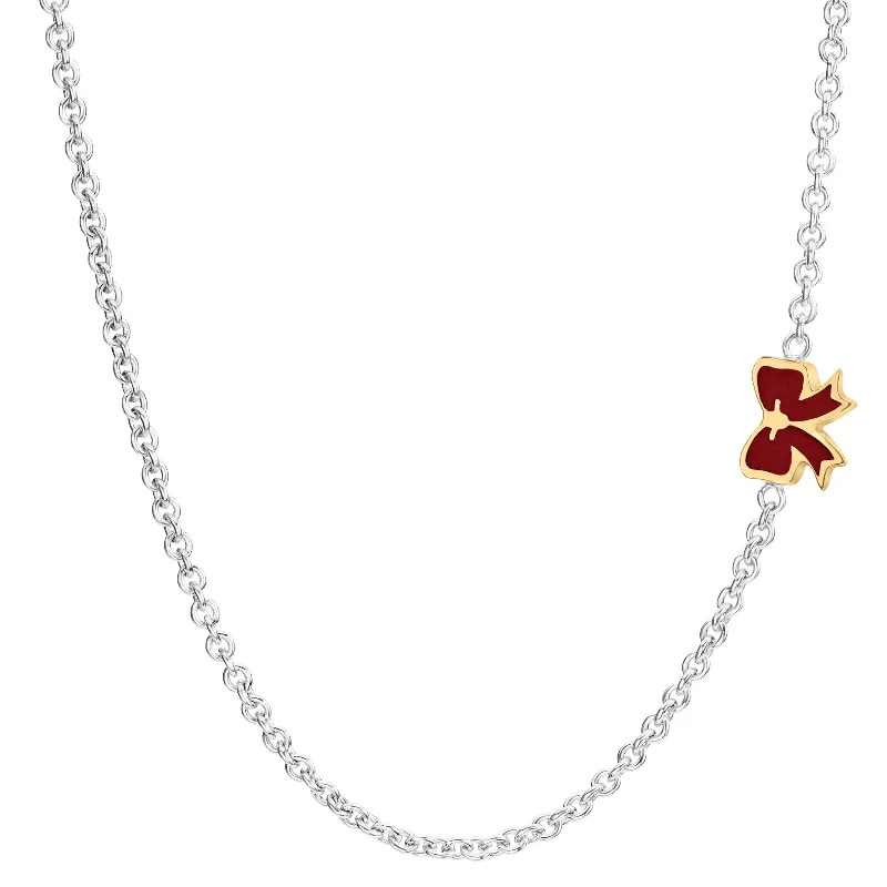 Exclusive Online Discounts On Stylish Jewelry 2mm Silver & Gold Enamel Bow Chain