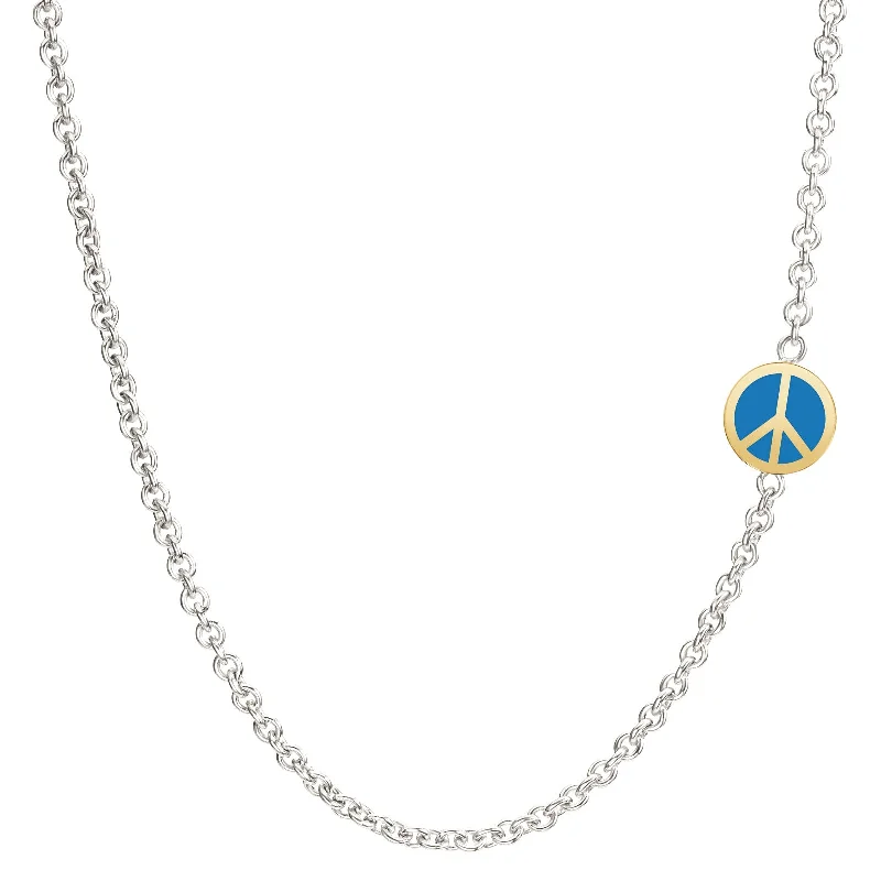 Seasonal Jewelry Deals – Elevate Your Style 2mm Silver & Gold Enamel Peace Sign Chain