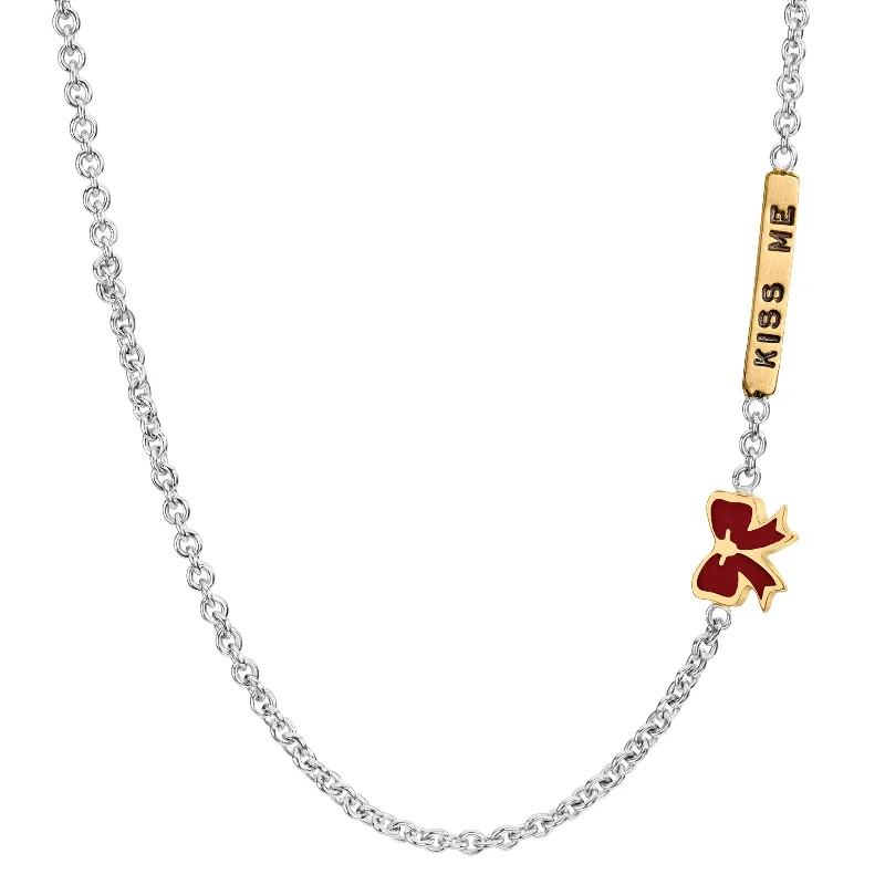 Luxury Jewelry Sale – Elegant Styles At Unbeatable Prices 2mm Silver & Gold Kiss Me Enamel Bow Chain