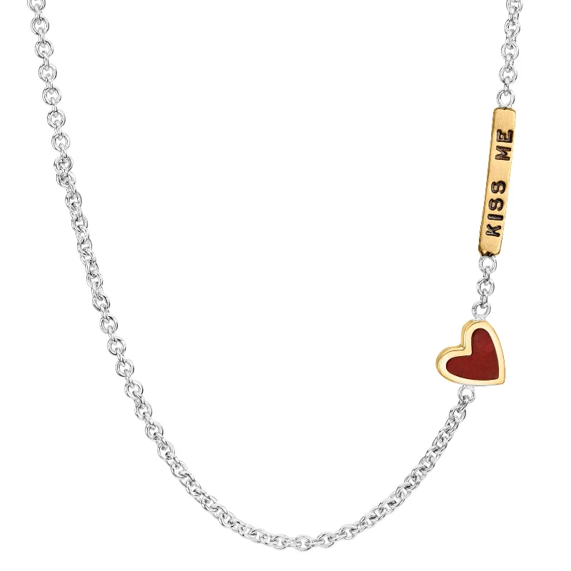 Grab Your Dream Jewelry At The Lowest Prices 2mm Silver & Gold Kiss Me Enamel Heart Chain