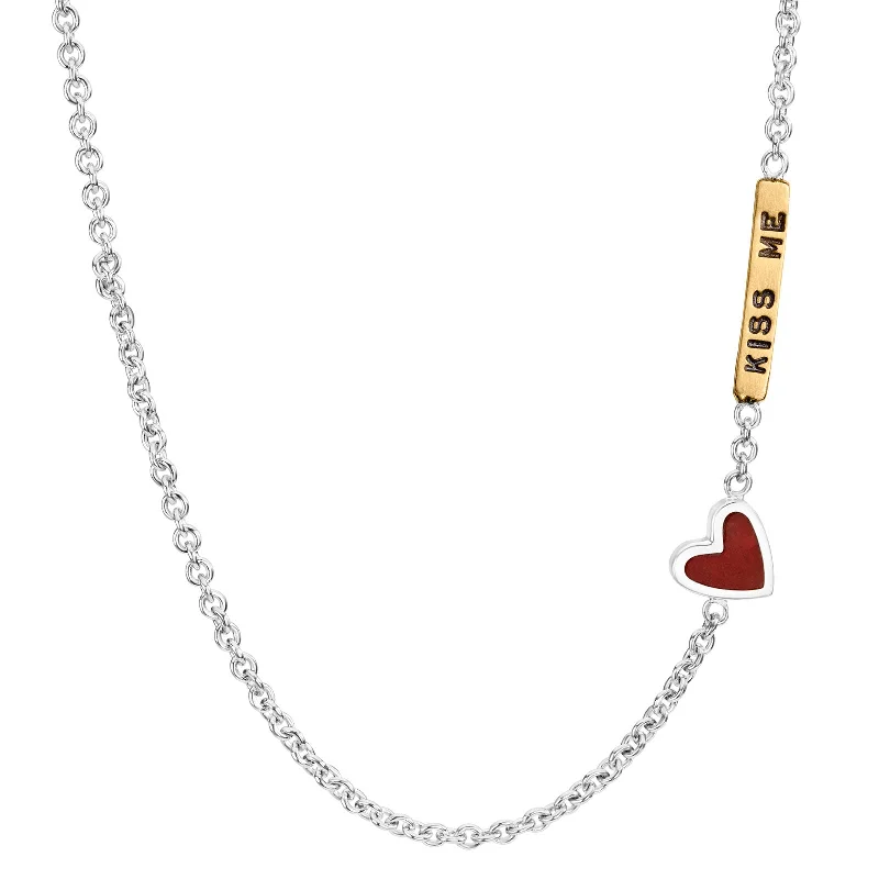 Unmissable Discounts On Timeless Jewelry Pieces 2mm Silver Kiss Me Enamel Heart Chain