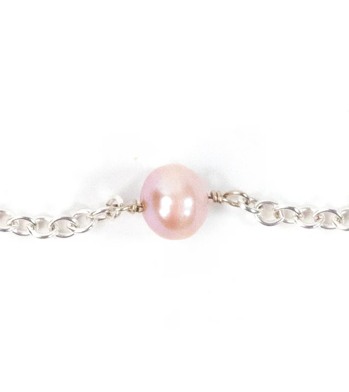 Elegant Jewelry Pieces At Unbelievable Prices 3.0mm Sterling Silver Chain with Wired Pink Pearls