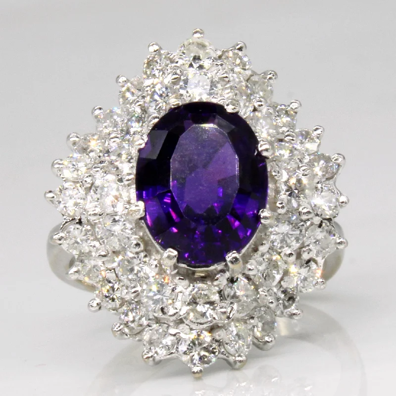 Affordable Luxury Jewelry – Style At A Great Price London 1975 Amethyst & Diamond Cocktail Ring | 2.45ct, 1.78ctw | SZ 6.25 |