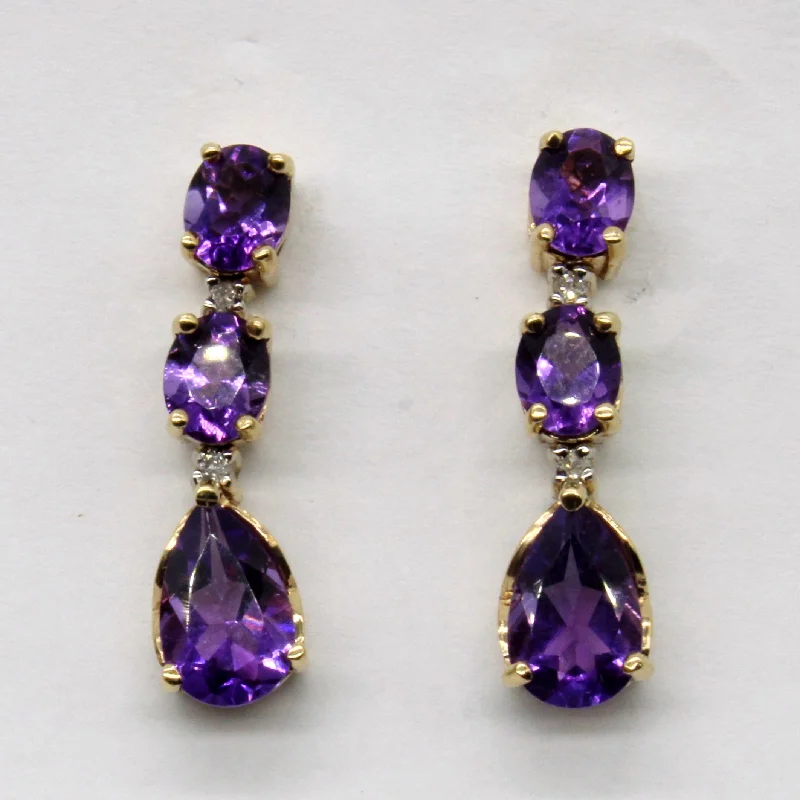 Everyday Jewelry Essentials Now On Sale Amethyst & Diamond Drop Earrings | 3.00ctw, 0.02ctw |