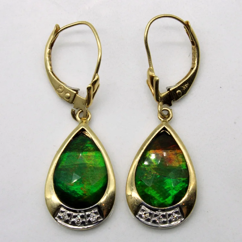 The Perfect Accessory For Less – Jewelry Sale Live Ammolite & Diamond Drop Earrings | 2.44ctw, 0.02ctw |