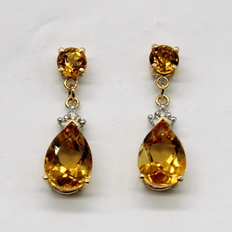 Flash Sale On Exquisite Jewelry – Don't Miss Out Citrine & Diamond Drop Earrings | 3.60ctw, 0.09ctw |