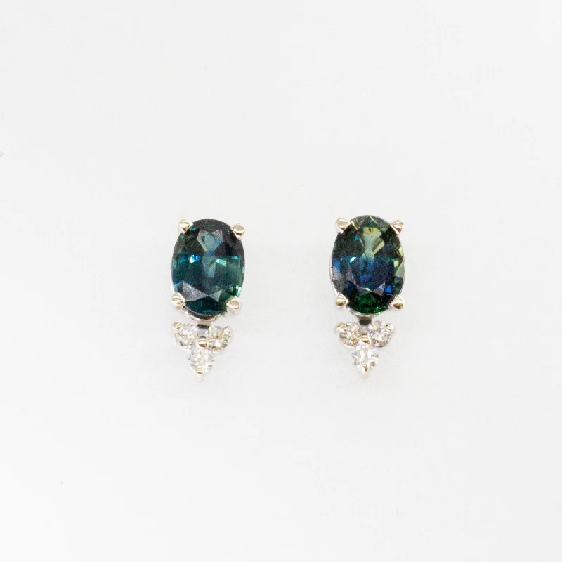 Last Chance To Shop High-End Jewelry At Markdown Prices 100 Ways' Oval Sapphire and Diamond Earrings | 3.18ctw, 0.21ctw |