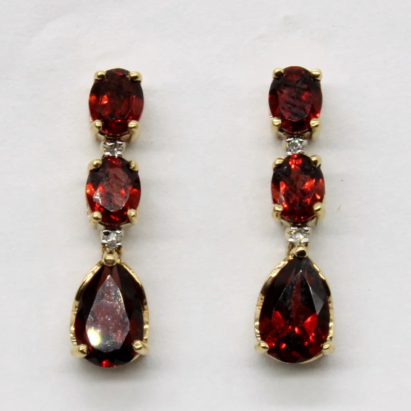 Dazzle In Elegance With Our Biggest Jewelry Sale Garnet & Diamond Drop Earrings | 3.80ctw, 0.02ctw |