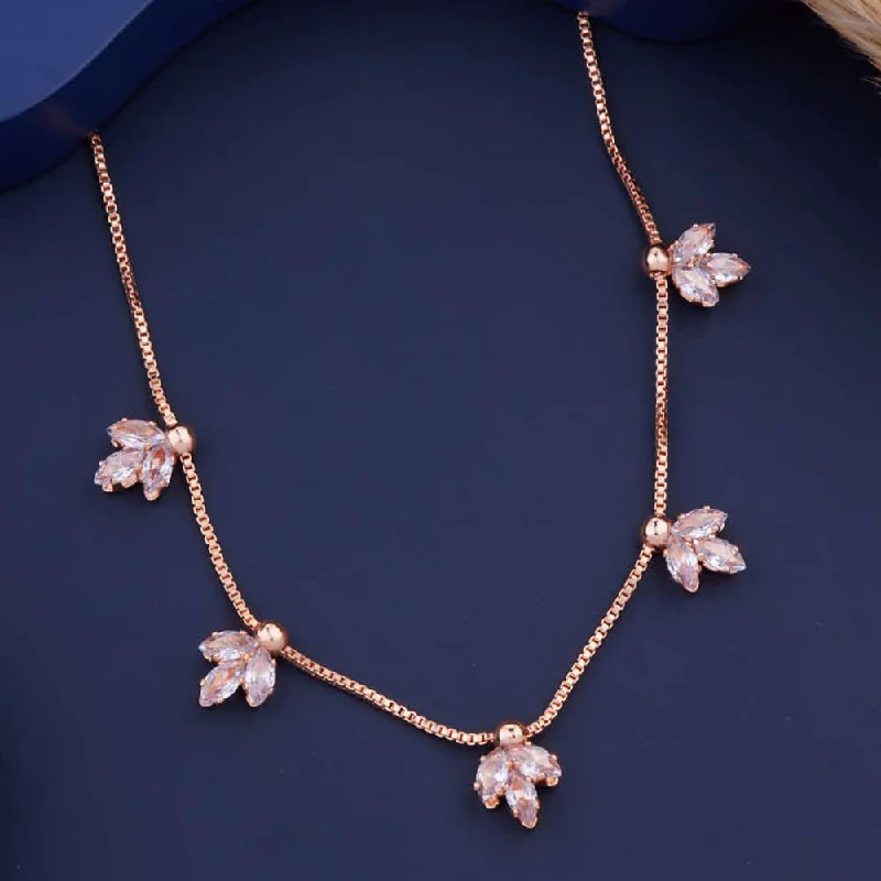 Exclusive Jewelry Sale – Grab Timeless Pieces Now Kalpna Sales Surat Rose Gold Plated AD Chain