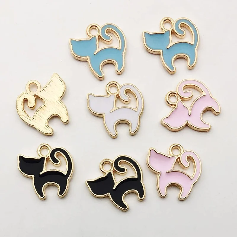 Trending Jewelry Now At Unbeatable Prices Kriaa Beads Gold Plated Cat Shape Enamel Charm / Pendant