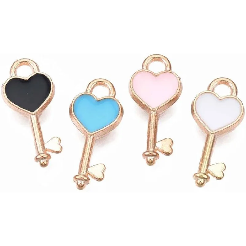 Breathtaking Jewelry At Limited-Time Savings Kriaa Beads Gold Plated Heart Key Shape Enamel Charm / Pendant