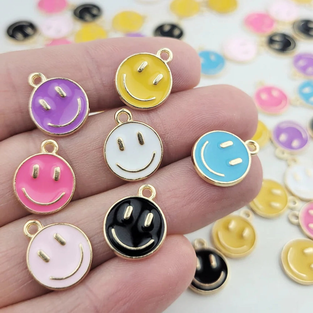 Best Jewelry Sale Prices – Limited-Time Offer Kriaa Beads Smiley Face Gold Plated Enamel Charm / Pendant