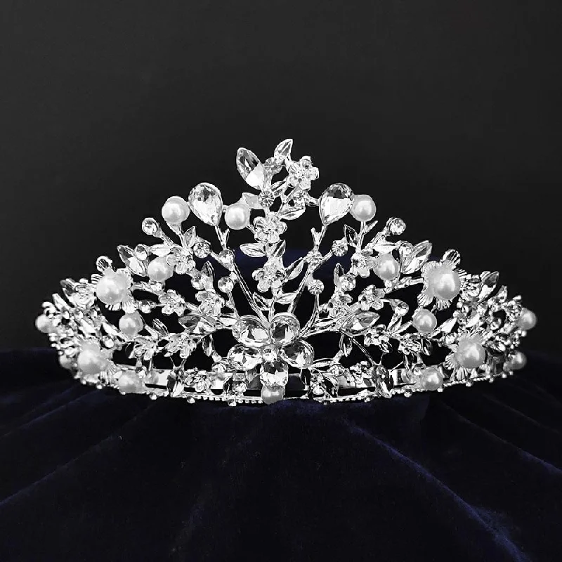 Limited-Stock Jewelry Sale – Once It's Gone, It's Gone Kriaa Silver Plated White Austrian Stone Crown-1506607