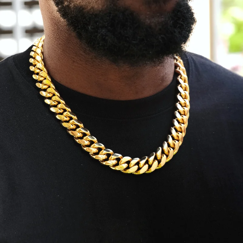 Affordable Luxury Jewelry – Style At A Great Price Miami Cuban Link Choker (18mm) in Yellow Gold-Plated