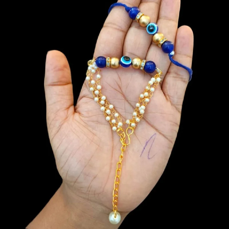 Affordable Elegance – Special Jewelry Sale Now Live Palak Art Gold Plated Evil Eye Rakhi Combo Set